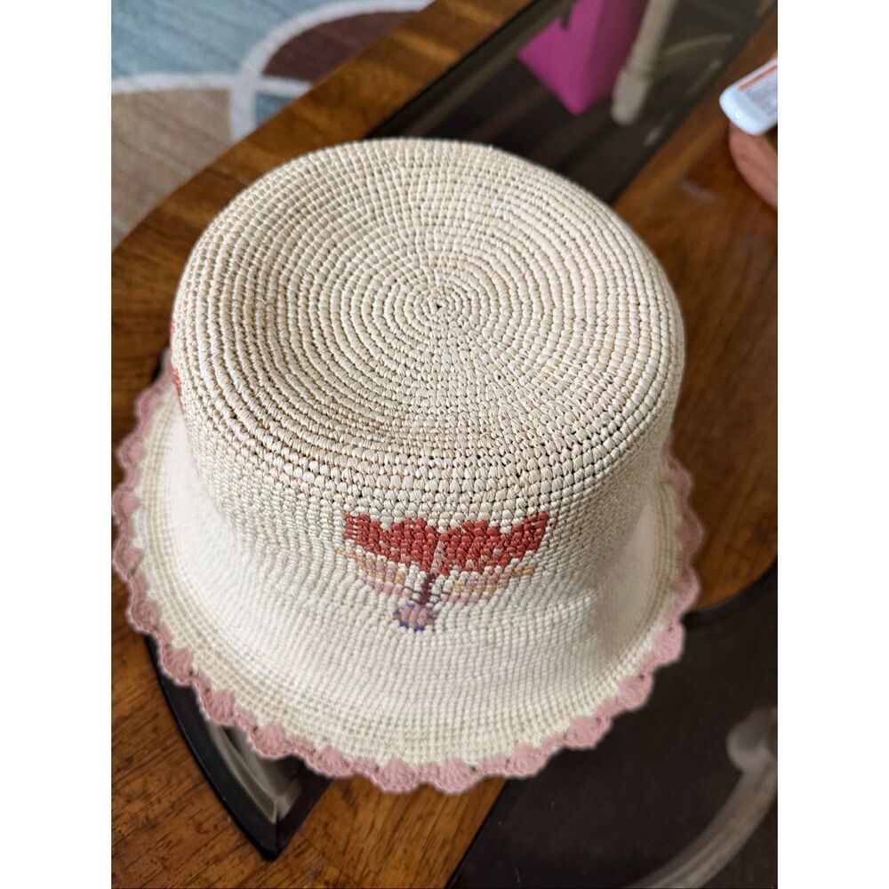 Anthropologie by Freya Fleur Floral Straw Bucket Hat - Picture 4 of 8